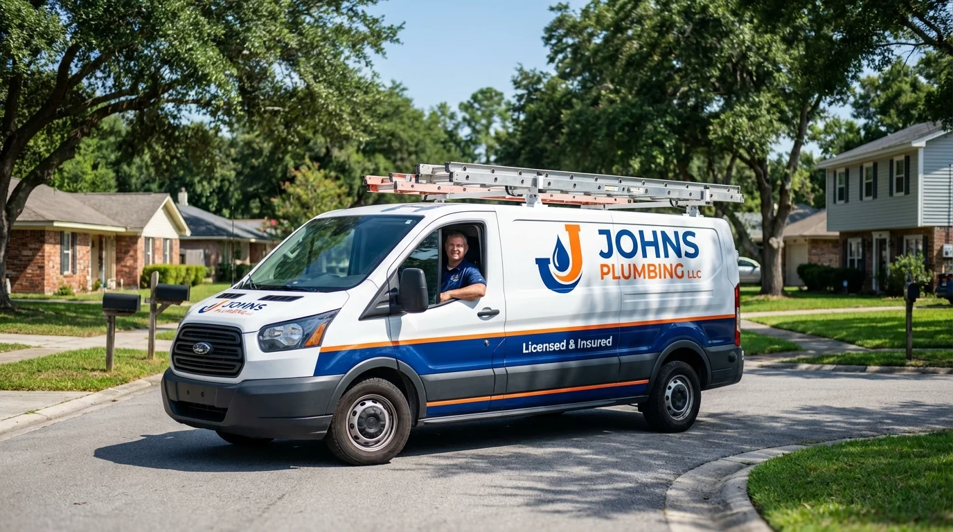 Johns Plumbing LLC service van in Ellendale, ND