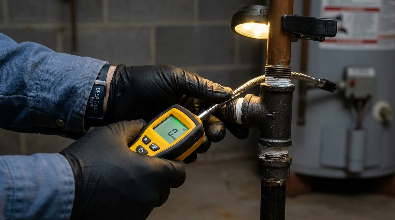 Gas leak detection with electronic sniffer by Johns Plumbing LLC in Ellendale