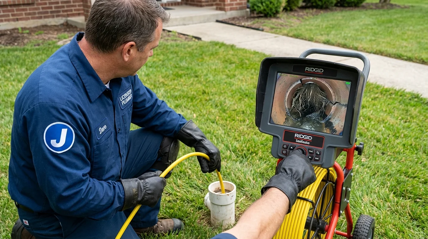 Sewer camera inspection being performed by Johns Plumbing LLC in Ellendale