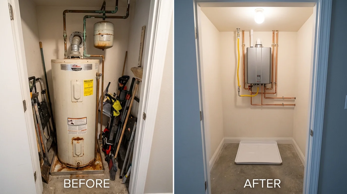 Tank water heater versus wall-mounted tankless unit comparison for Ellendale, ND homeowners