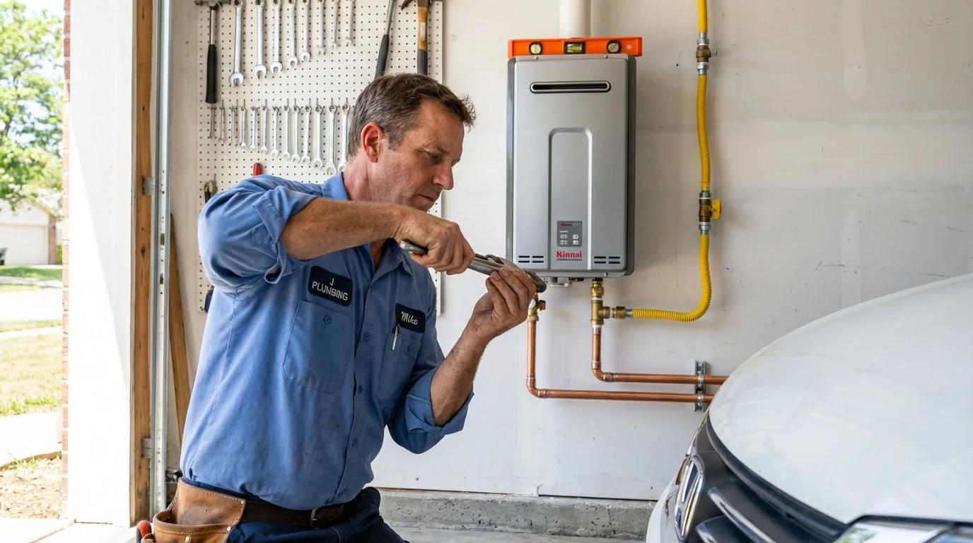 Tankless water heater installation by a Johns Plumbing LLC plumber in Ellendale